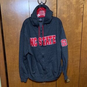 Colosseum - Dark Gray Zipper Sweatshirt Jacket with Red Lining in Hood (XL)